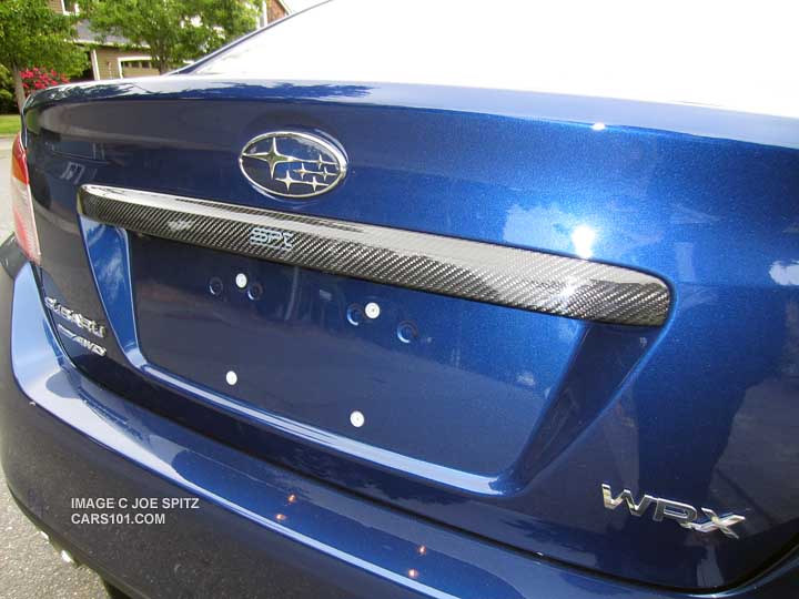 2015 Galaxy blue WRX with optional Subaru SPT carbon fiber trunk trim