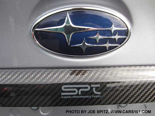 close-up of the 2015 WRX STI optional carbon fiber trunk trim