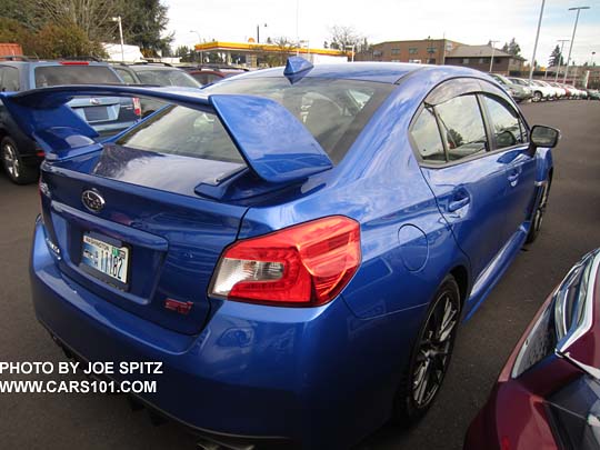 2015 WR Blue STI with optional side window rain drip moldings