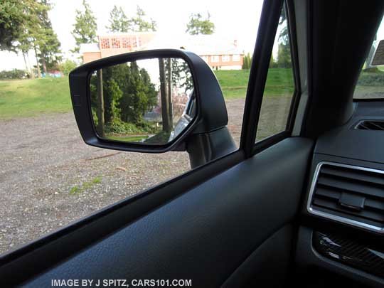the 2015 WRX outside mirror is easy to see out, left side shown