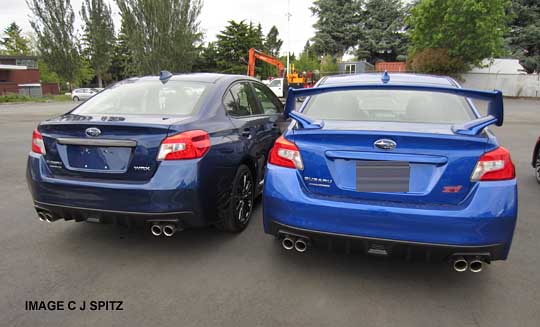 2015 Galaxy Blue WRX and WR Blue STI rear