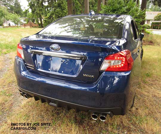 2015 WRX galaxy blue, trunk view