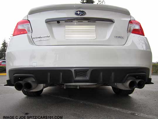 wrx with optional performance exhaust and carbon trunk trim