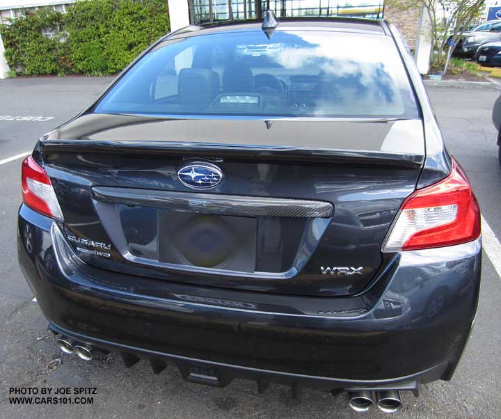 2015 WRX, crystal black, with optional carbon trunk trim