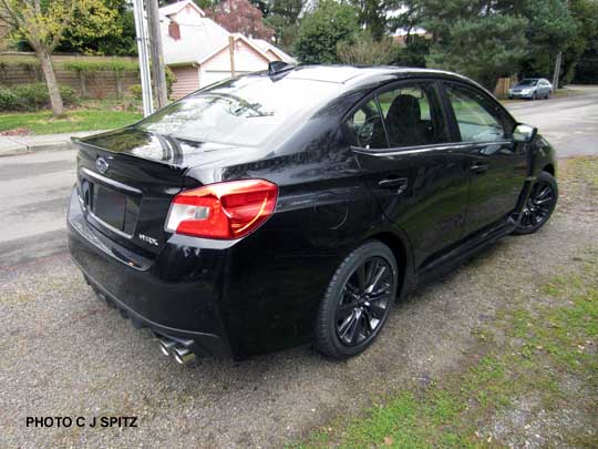 black 2015 WRX, rear view