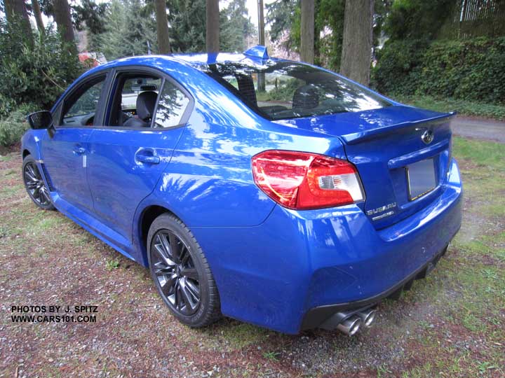 rear view, wr blue 2015 wrx sedan