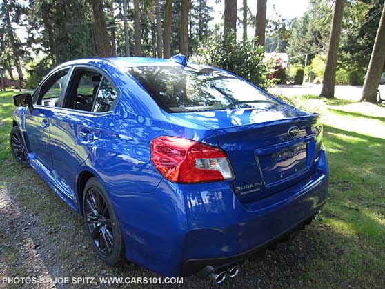 WR Blue 2015 WRX rear, no rear spoiler