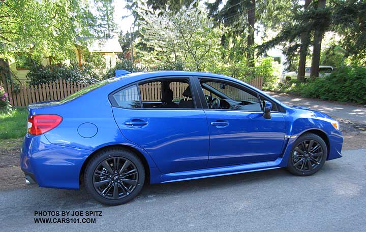 2015 WRX base model without rear lip spoiler. WR Blue shown