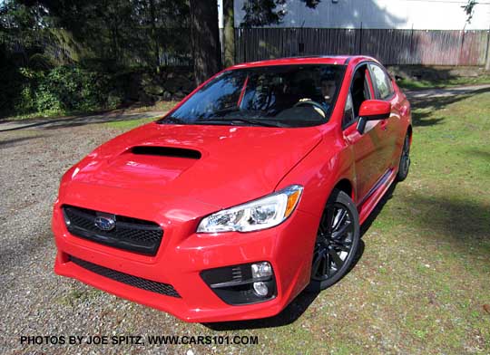 lightning red wrx sedan, premium model