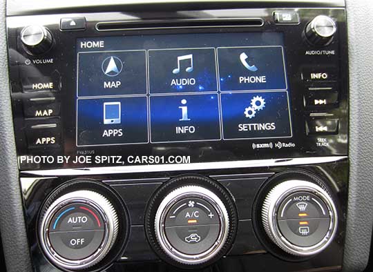 2016 7" audio Home screen, WRX shown