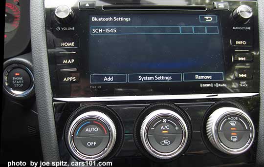 2016 WRX and STI  7" audio  Bluetooth settings and device pair, select screen. WRX shown