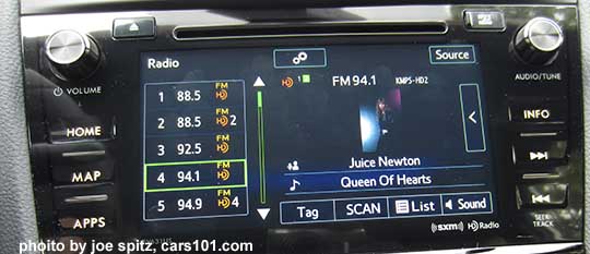 2016 WRX and STI  7" audio system radio screen, FM HD screen with album art showing
