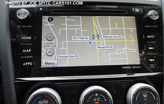 WRX and STI 7" audio system navigation map screen