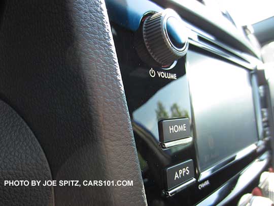 closeup of the WRX and STI  6.2" audio system's physical buttons