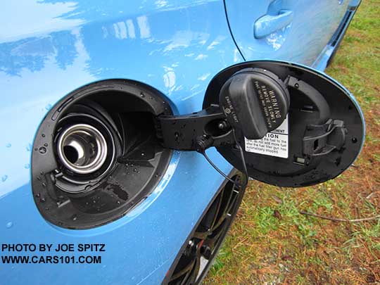 2016 WRX STI gas door cap holder. Hyperblue color shown.