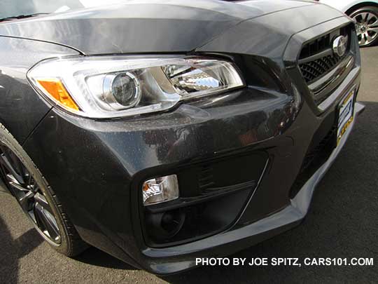 2016 WRX base and Premium models with silver inner headlight surround. Base model shown without fog lights
