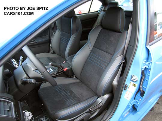 2016 STI Series.HyperBlue interior- black alcantara seating surfaces, black leather hyperblue stitching