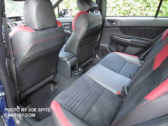 2016 Subaru STI rear seat, black alcantara, red trim