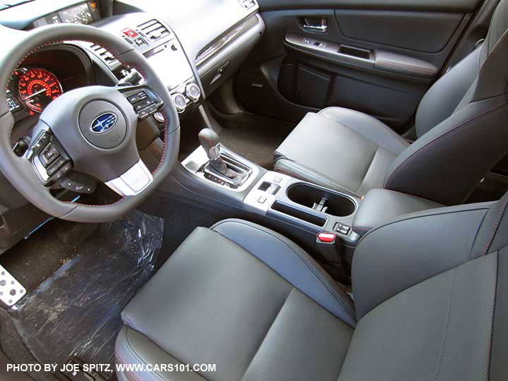 closeup of the 2016 Subaru WRX Limited CVT center console with electric parking brake