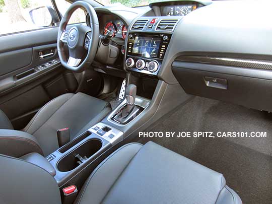 view from the passenger side of the 2016 Subaru WRX Limited center console with CVT automatic