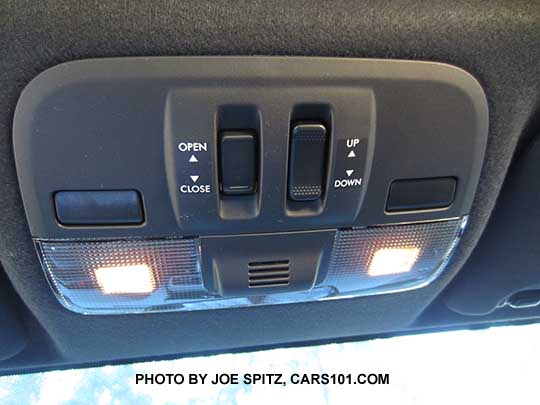 2016 WRX and STI overhead console with two map lights, bluetooth cell microphone, moonroof buttons