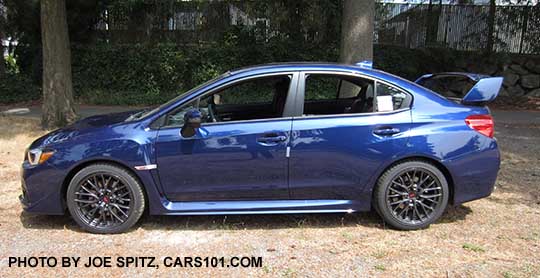 side view new for WRX, STI Lapis Blue  color 2016 Subaru WRX STI