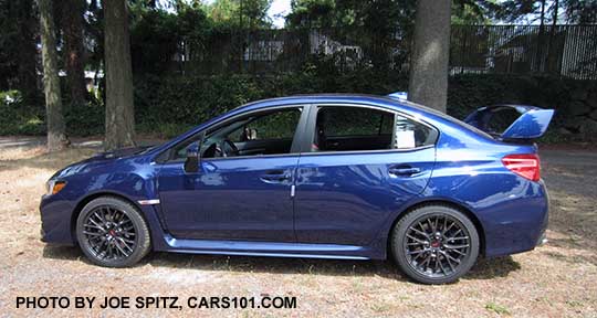 2016 Subaru Impreza WRX STI side view, new for 2016 lapis blue color