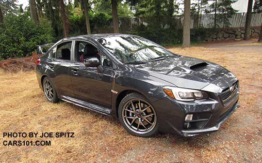 dark gray colored 2016 WRX STI Limited with  tall wing spoiler