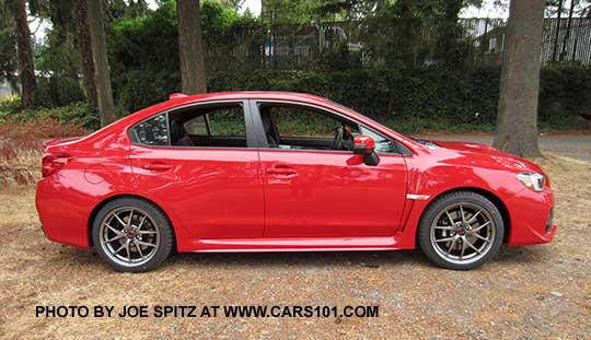 new for 2016 Pure Red WRX STI Limited with small trunk lip spoiler