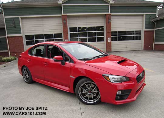2017 and 2016 Pure red STI Limited with small trunk lip spoiler