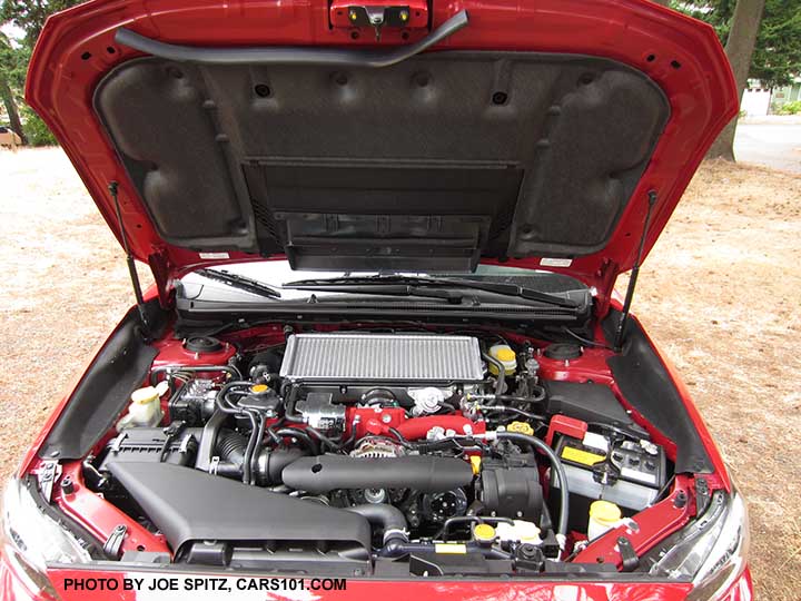 2016 STI engine compartment, pure red color