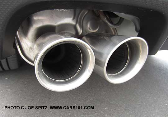 2016 STI standard exhaust tips, left side shown