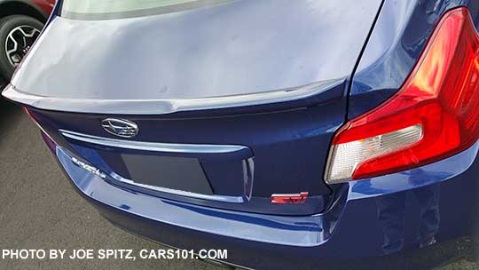 2016 STI Limited small rear lip spoiler, lapis blue