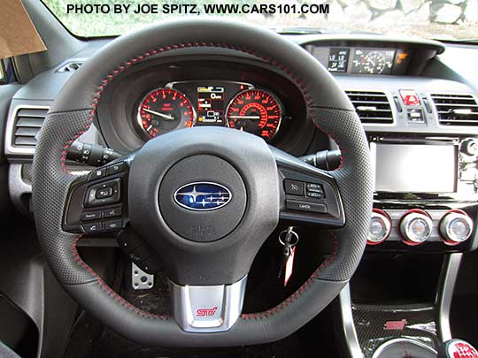 2016 Subaru STI steering wheel, leather wrapped, red stitching