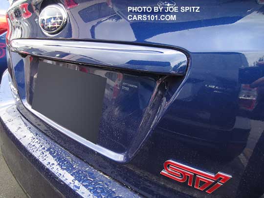 standard body colored trunk trim on a 2016 WRX or STI. Lapis blue color STI shown
