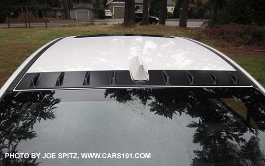 Subaru Vortex Generator of a 2016 WRX, crystal white shown