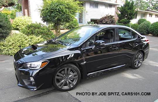 2016 WRX Limited has black inner headlight surrounds, 18" 5 split-spoke gray alloys. This car has turn signal mirror mirrors which means it has optional blind spot detrection and possible Eyesight if a CVT