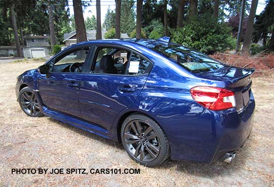 2016 Subaru WRX Limited, optional side moldings, Lapis Blue color shown