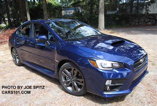 2016 Subaru WRX Limited with optional body colored side moldings, Lapis Blue color shown