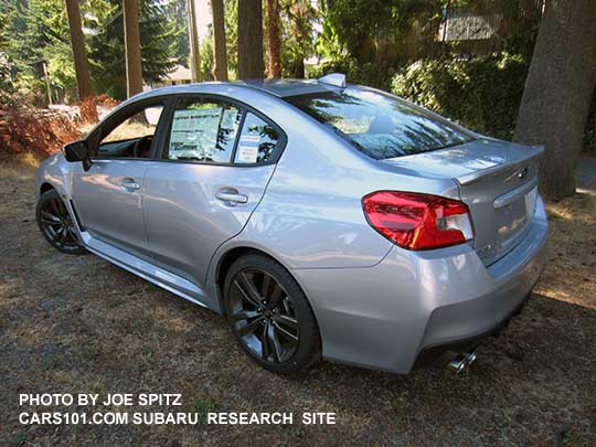 2016 Subaru Premium WRX ice silver sedan, 18" split-spoke gray alloys