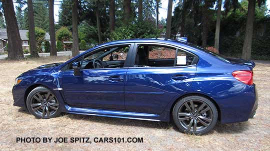 profile of the 2016 Subaru WRX Limited, Lapis Blue color shown