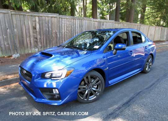 2016 Subaru WRX Limited,  WRBlue color shown, with optional side moldings