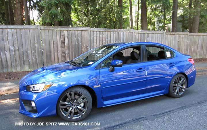 2016 Subaru WRX Limited,  WRBlue color shown, with optional side moldings