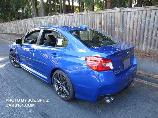 2016 Subaru WRX Limited,  World Rally Blue color shown, with optional side moldings