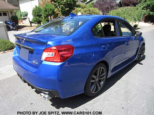 2017 and 2016 Subaru WRX Limited,  WRBlue color shown, with optional side moldings