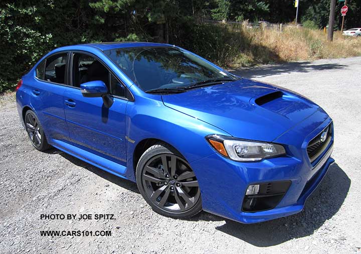 2016 Subaru WRX Limited,  WRBlue color shown, with optional side moldings