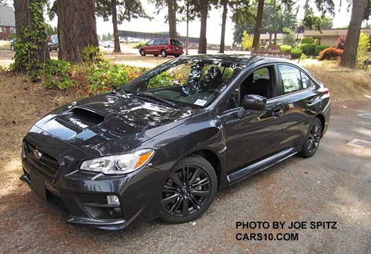 2016 WRX base model  dark gray shown, silver headlight inner surround, 17" alloys