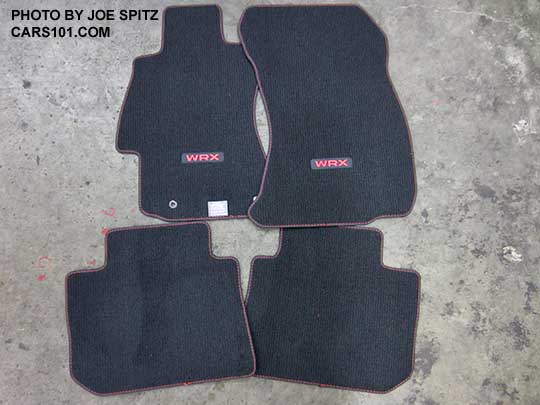 2016 WRX standard four carpeted floor mats, with WRX logo