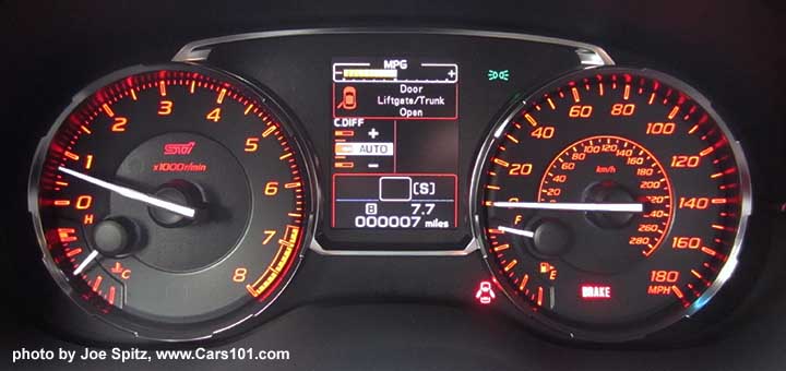 2017 Subaru WRX STI dash instrument panel gauges with DCCD, speedometer to 180mph
