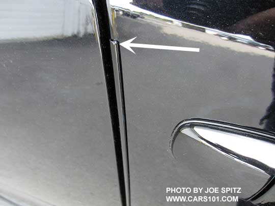 2017 WRX and STI optional door edge guards, dark gray car shown